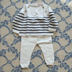La Coqueta Striped Navy and White Kids Matching Set